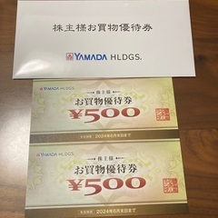 ヤマダ電機　株主優待　500円x2枚　有効期限2024年6月末