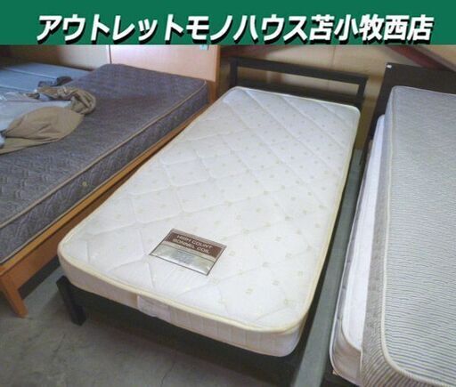 シングルベッド マットレス付き 幅100.5×奥行202×高さ65cm 木製 ダークブラウン 寝具 家具 シングルサイズ ベット 苫小牧西店