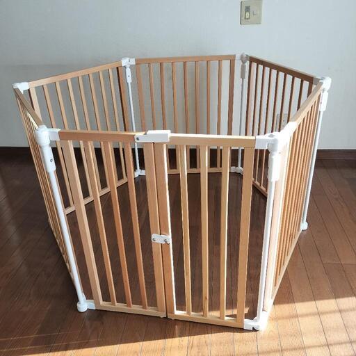ペットサークル　犬用　折りたたみ　高さ70cm　木製　中古品