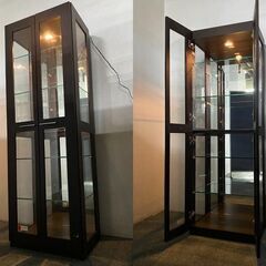 モリタインテリア キュリオケース デコレート 幅60 照明 飾り棚 コレクション ディスプレイ ブラック 中古家具 店頭引取歓迎 R7845