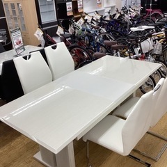 KL-60【新入荷　アウトレット】伸長式/エナメル塗装　ダイニング5点セット　白