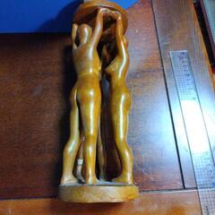 木彫りの女性3人裸体　NO2 置物