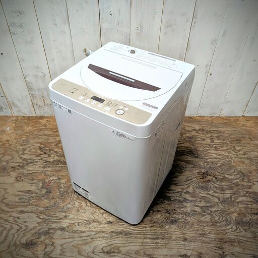 1/14 売約済IS SHARP 全自動電気洗濯機 ES-GE6D-T 6.0kg 通電確認済み 幅565mm 2020年製 菊TK
