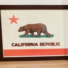 カリフォルニア州旗 アートポスター（額装付き）