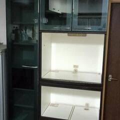 食器棚　キッチン収納　コンセント穴　4個あり　ブラウン　茶色