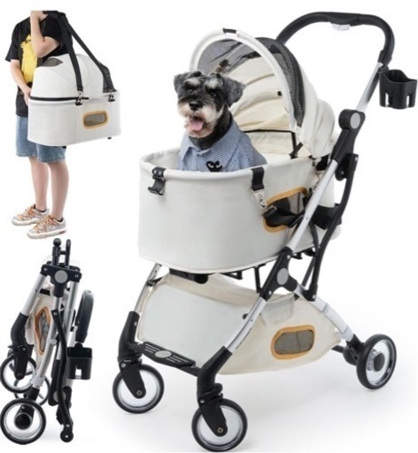 【新品】ペットカート 犬 バギー カート 折りたたみ式 バスケット取り外し可能 軽量
