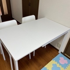 【ネット決済】IKEA 伸長式ダイニングテーブルセット　椅子２つ付き