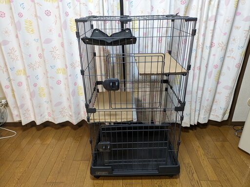 美品＞ キャットケージ ☆美品 PITS 木製 2段式キャットケージ