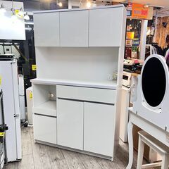 【美品】 土井インテリア 食器棚 キッチンボード 幅116㎝ ホワイト 土井インテリア キッチンボード 食器棚 レンジボード 白