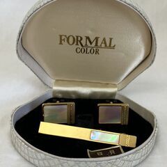 ☆FORMAL COLOR 蝶貝 カフスボタン＆タイピン◆ワンラ...