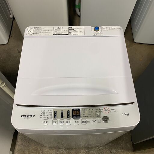 2021年式 中古洗濯機 Hisense HW-E5504   二人分のお洗濯、ラクラクOK! まとめて便利な、5.5kg  全自動洗濯機 配送費用は別途料金にて可能[SA-158]