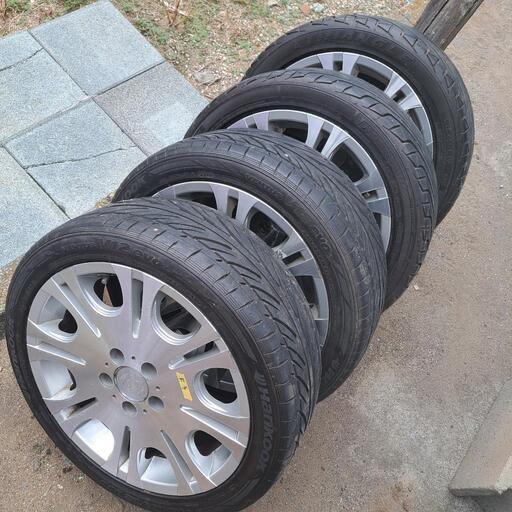 激安！！確認用　Leyseen　17インチ　バリタイヤ付き215 45 17 Lug VIP　ディッシュ　ポリッシュ