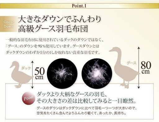 未使用訳あり　日本製　六ッ星　最高級プレミアムゴールドラベル　ポーランド産ホワイトグースダウン９5％　１キロ　シングル　ブラック