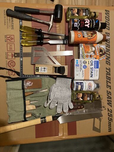 DIY用具一式(テーブルソー、サンダー、トリマー、インパクト、木材など