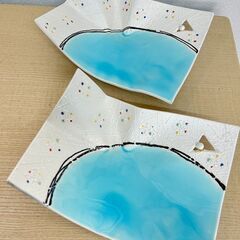 大阪⭐️エコマックス♻️「T547」ブルー折り紙 前菜皿 2枚セ...