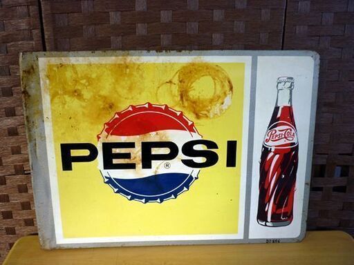 ☆PEPSI ブリキ看板 PEPSI-COLA 横560mm 縦400mm ペプシ コーラ 