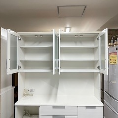 【超美品‼️】定価79,990円♪ ニトリ 140cm幅キッチンボード(ダリア140KB) 食器棚 収納家具 艶あり木目調ホワイト♪