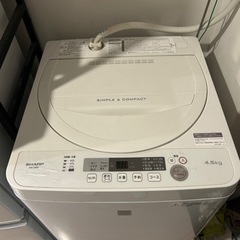一人暮らし用 洗濯機 SHARP ES-G4E5-KW 2018年製