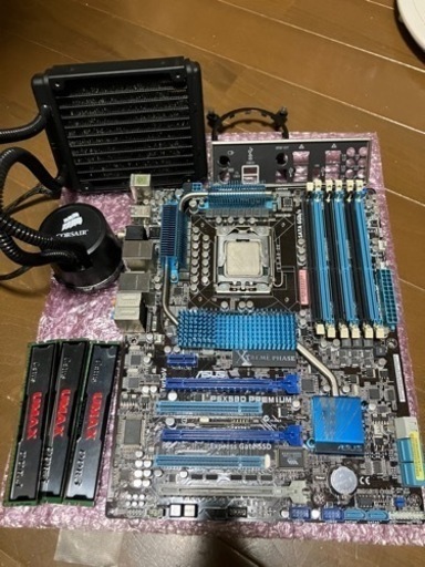 自作PCパーツ　asus P6X58D Premium CORE I7-980x マザーボード CPU 簡易水冷　メモリ8G 3枚　セット　中古