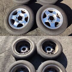 バリ山 スタッドレスタイヤ４本 ジムニーJB23用 純正アルミ付き