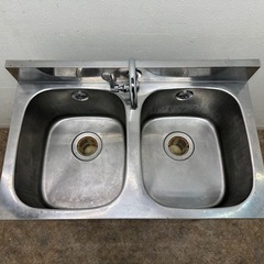 ステンレス 業務用 2槽シンク流し台 蛇口付き 厨房 飲食店