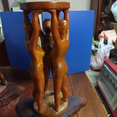 木彫りの女性３人裸体 NO1置物