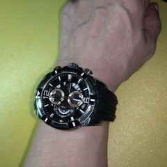 良品 テクノス 黒文字盤 クロノグラフ デイト ラウンド メンズ腕時計