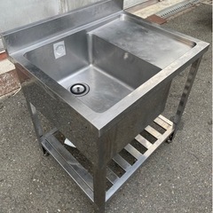 業務用 1槽シンク 幅750×奥600×高さ800+85(mm) 作業台付きシンク 左シンク 台付シンク 流し台 厨房機材 手洗い場 一層 1層 厨房 大阪発