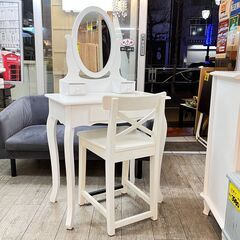 猫脚ドレッサー 椅子つき 白 ホワイト 鏡角度調節可能 引き出し...