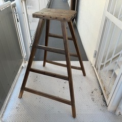 【最終価格】古道具　昭和レトロ　木製脚立　はしご　ラダー