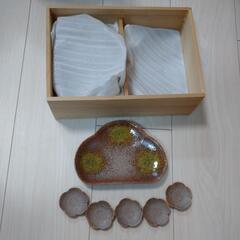 【新品：５００円】前畑陶器 お皿と小皿セット 古窯の旅