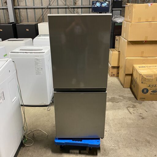 中古冷蔵庫 AQUA AQR-13K(S)    冷蔵庫 ブラッシュシルバー AQR-13K-S [2ドア /右開きタイプ /126L] [冷凍室 46L] 2021年式 配送費用は別途見積りにて可能[SA-541]
