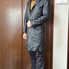 ブラック系　レザーロングコート(MEN\'S TENORAS) 