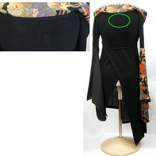 キューティーフラッシュ アシメントリー ミニワンピース ドレス＆着物風 長袖 袖付き　龍 黒赤 腕透け感 和柄 花柄 横スリット　☆ PayPay(ペイペイ)決済可能 ☆ 札幌市 豊平区 平岸 平岸店 キューティーフラッシュ アシメントリー ミニワンピース ドレス＆着物