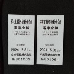京成電鉄株主優待乗車証１枚（５月末まで有効）