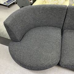 1/22迄商談中 3人掛けカウチソファ 幅224㎝ オットマン付き 布系 ブルー系 三分割 クッション付き  L字ソファー 札幌市手稲区 1/22迄商談中 3人掛けカウチソファ 幅224㎝ オットマン付き 布