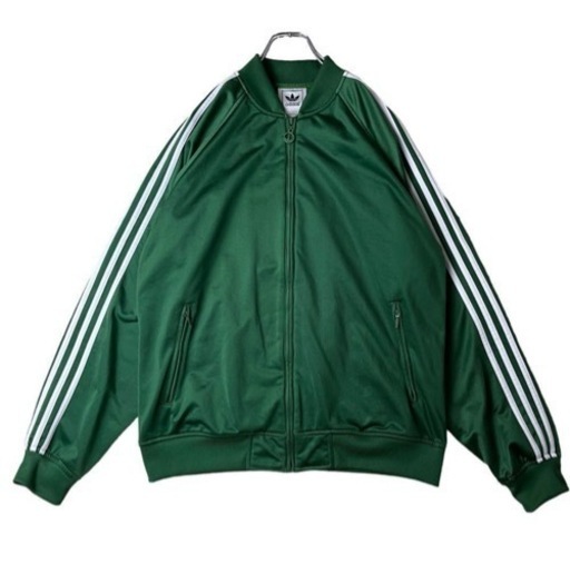 adidasトラックジャケット グリーン 刺繍バックトレフォイル L
