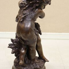逸品 フランス彫刻作家 オーギュスト モロー? Auguste Moreau? 子供像 ブロンズ像 ブロンズ彫刻 (R2355wY)