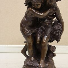 逸品 フランス彫刻作家 オーギュスト モロー? Auguste Moreau? 子供像 ブロンズ像 ブロンズ彫刻 (R2355wY)