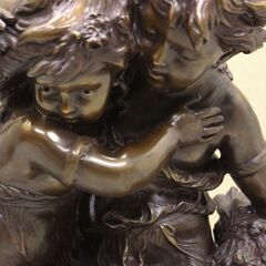 逸品 フランス彫刻作家 オーギュスト モロー? Auguste Moreau? 子供像 ブロンズ像 ブロンズ彫刻 (R2355wY)