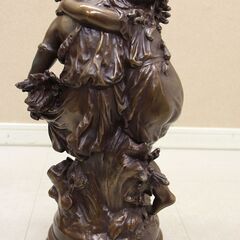 逸品 フランス彫刻作家 オーギュスト モロー? Auguste Moreau? 子供像 ブロンズ像 ブロンズ彫刻 (R2355wY)