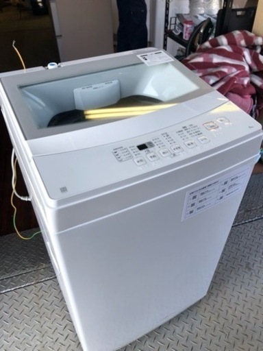 北九州市内配送無料　保証付き　2021年ニトリ 洗濯機 6.0kg 風乾燥 ステンレス槽 ガラス蓋 ホワイト NTR60