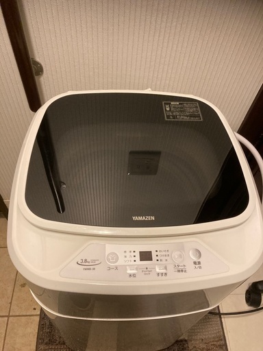 【お値下げ】【美品】山善　小型全自動洗濯機 3.8kg　YWMB-38(W)　2021年式
