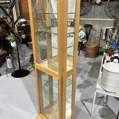 ★塩川光明堂★ コレクションケース W40cm インテリア 飾り棚 陳列ケース キャビネット ショーケース 背面ミラー ディスプレイ ナチュラル