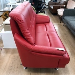 本革 2人掛けソファ　福岡県から 2人掛けソファー レッド レザー【トレファク上福岡】
