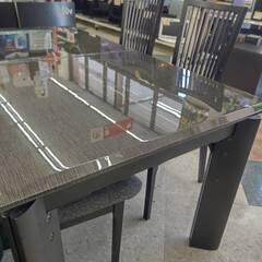 ☆シギヤマ家具/5点ダイニングセット/エナメル素材/ブラック/シンプル/おしゃれ/№793☆