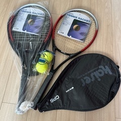 新品未使用 テニスラケット2本　ケース付き、ボール2個つき