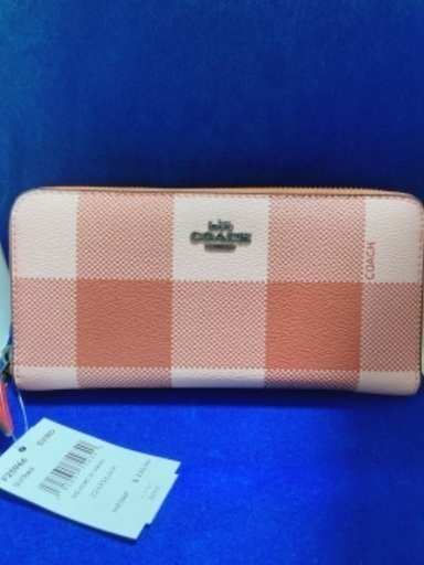 値下げ新品 COACH ピンクブロック F25966ラウンド長財布