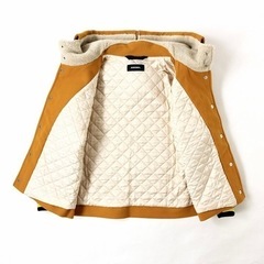 DIESEL ディーゼル レディース 袖レザー切替 裏ボアフード オーバーサイズ スタジャン 中綿ジャケット ワッペン アップリケ サイズXXS マスタード