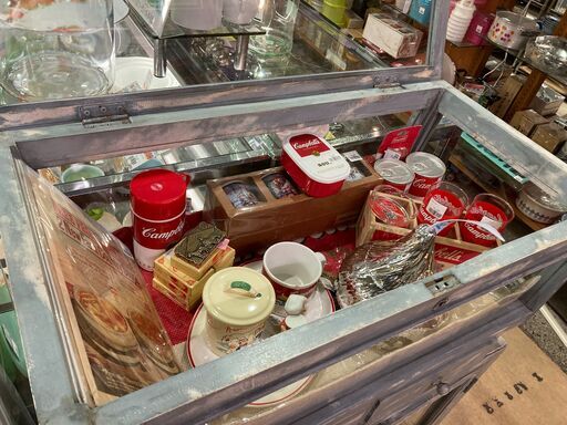 店舗什器に！シャビー調ガラス飾り棚 - その他